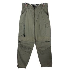 Vintage Plugg Pants Size 32L Long Baggy Y2K Cargo Convertible Khaki Cotton/Nylon